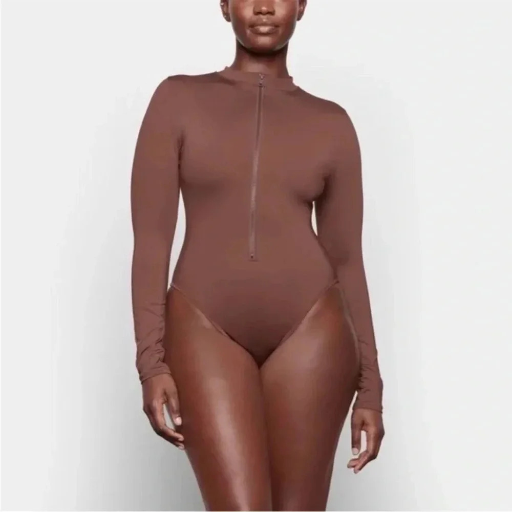 Skims brown bronze metallic one piece swimsuit